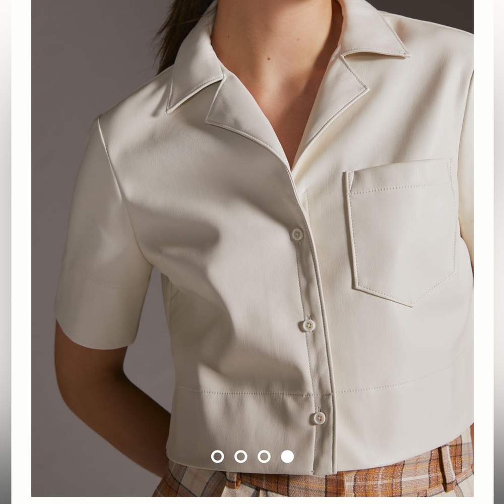 Anthropologie Faux Leather Crop Shirt